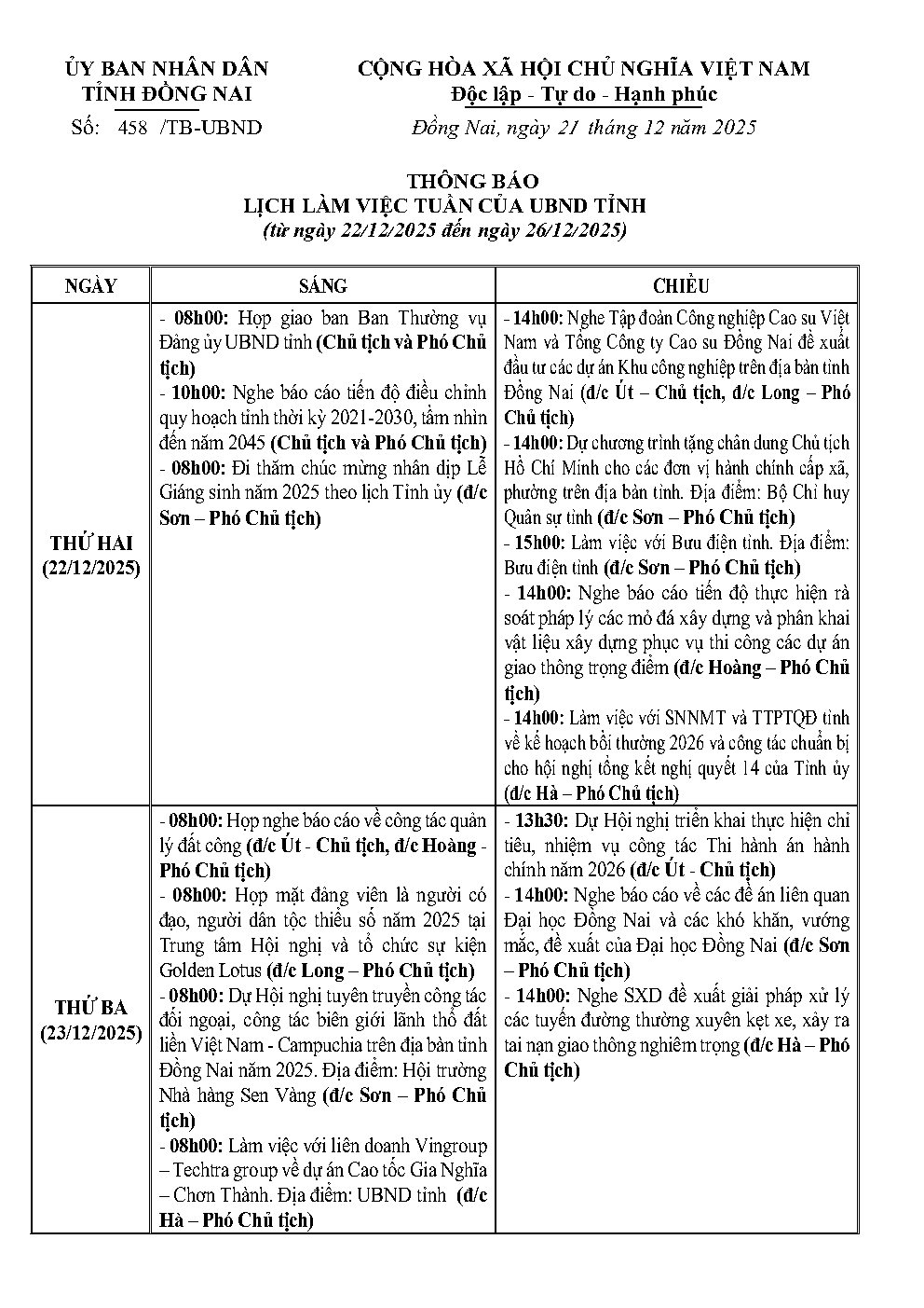 Lịch tuần22 26 12 xin y kien lan 6 bo sung lich TU Page1